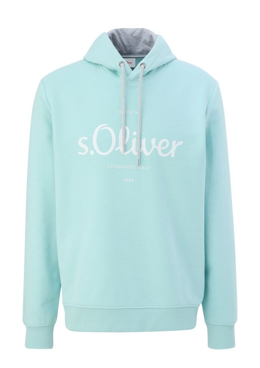 S.Oliver S.Oliver Hoodie Mit Frontprint Orange, Blau S23 2132732 Pullover