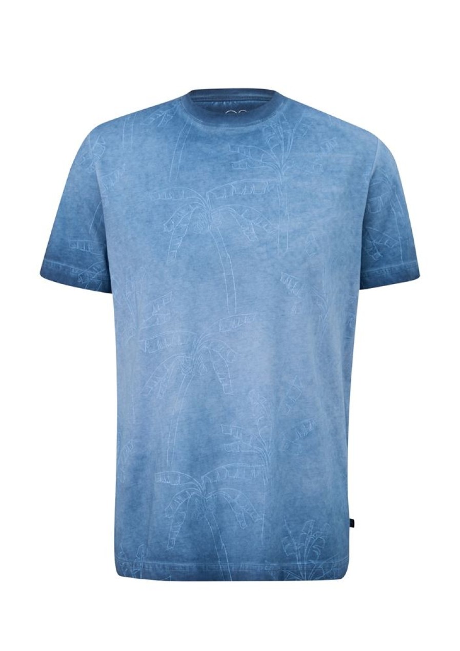 QS Qs Designed By Herren T-Shirt Aus Reiner Baumwolle Blau S13 2130470 58A0 Blue T-Shirt