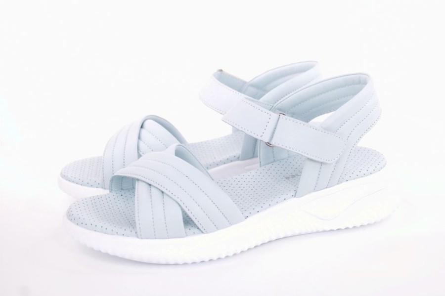 PETER Peter Erikson Damen Sandale Comfort- Fusbett Leder Blau, Grun, Weis S13 231511 Sandalen