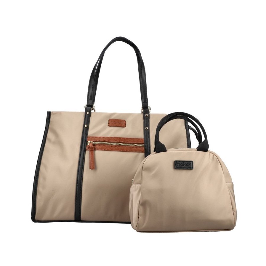 Rieker Rieker Damen Shopper Mit Kleiner Tasche Beige S23 H1542-62 Beige/Cognac/Sc Lederwaren