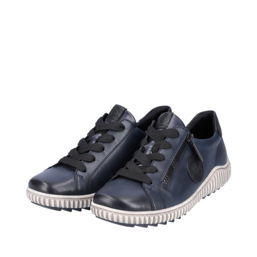 Remonte Remonte Damen Schnurschuh Sneaker Leder Wechselfusbett Blau S22 R8201-14 Pazifik/Schwarz Sneaker