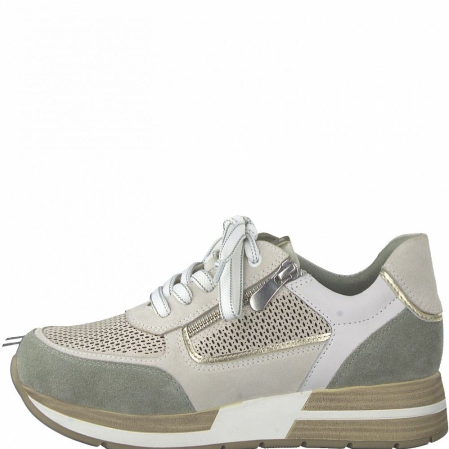 Marco Marco Tozzi Sneaker Weis Grun Reisverschluss 2-2-23732-28 114 Offwht/Moss Sneaker