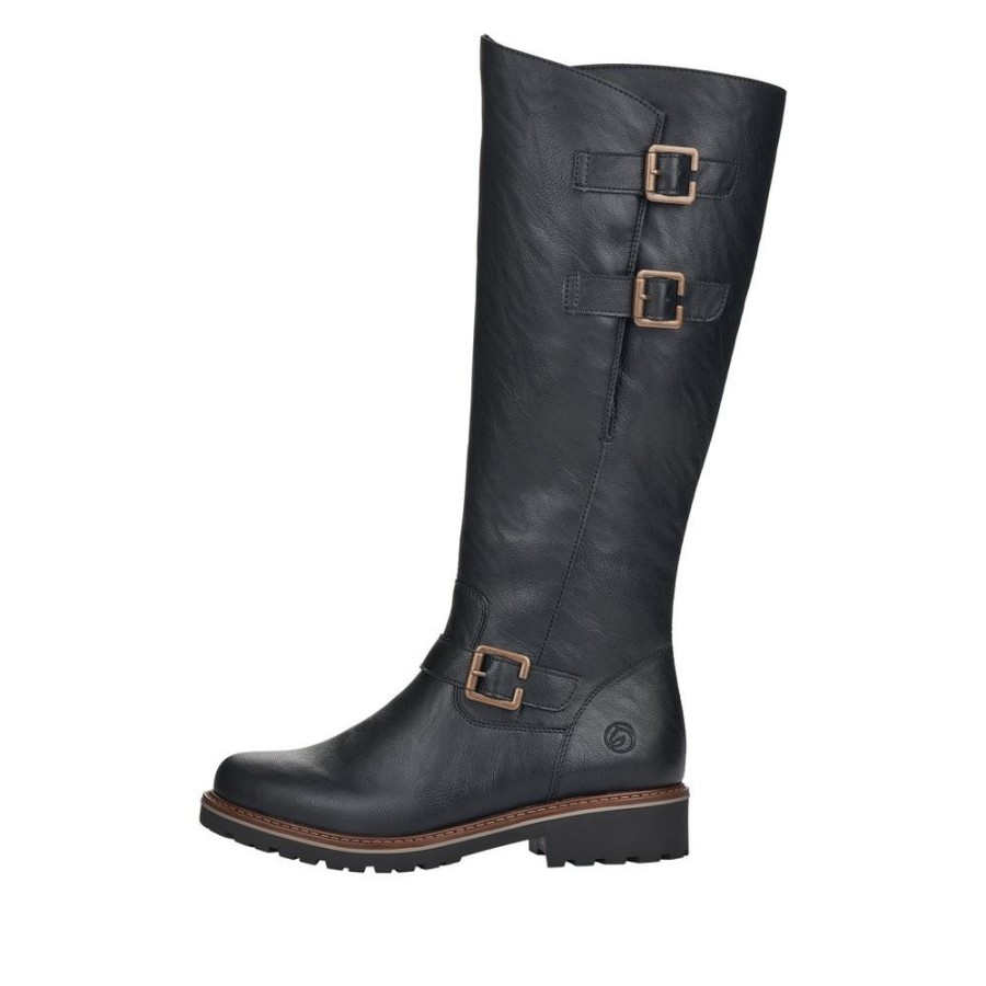 Remonte Remonte Damen Langschaftstiefel Stiefel Lammfellfutter Wechselfusbett S22 R6590-01 Schwarz Stiefel