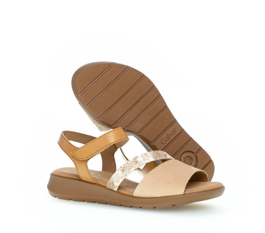 Gabor Gabor Sandale Riemchensandale Leder Beige 62.491.52 Caramel/Beige/C Sandalen