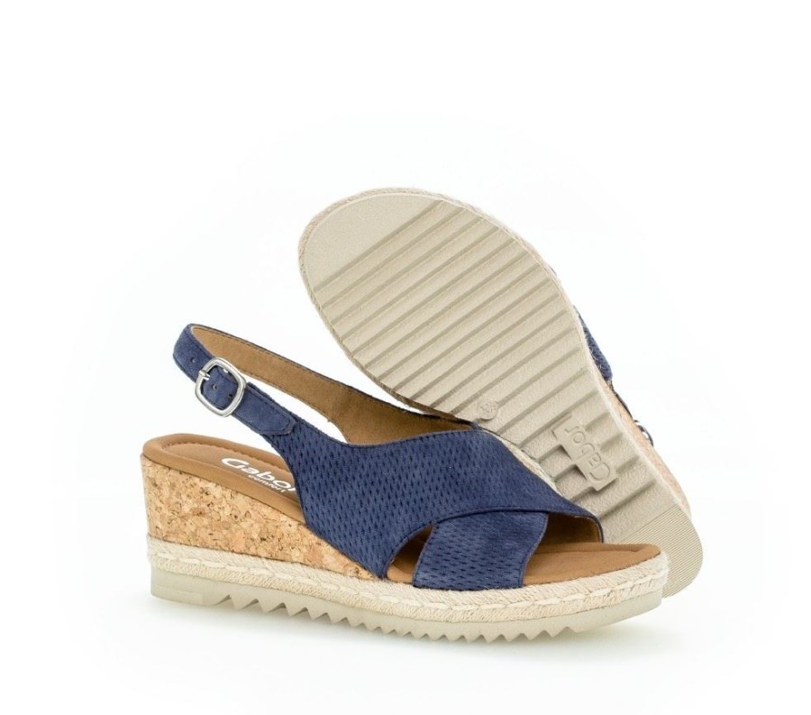 Gabor Gabor Sandalette Keilabsatz Leder Blau 82.831.26 River (Jute) Sandalen