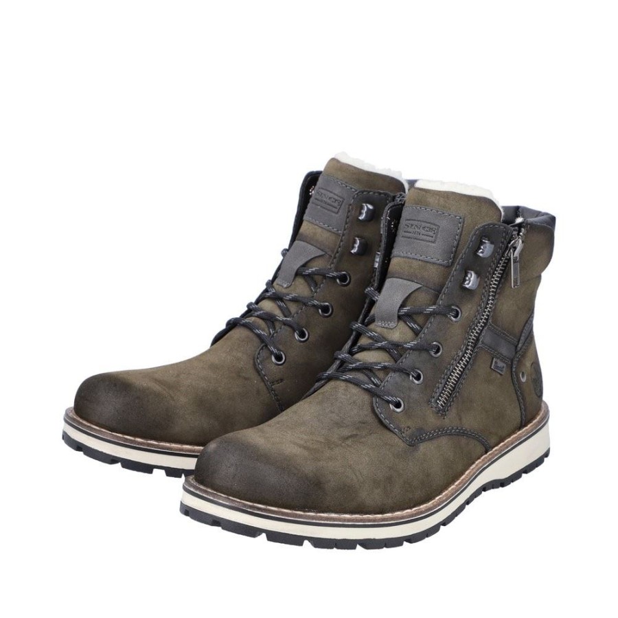 Rieker Rieker Antistress Herren Schnurboot Tex- Membran Warmfutter Grun S22 38425-54 Blackforest/Ant Stiefel