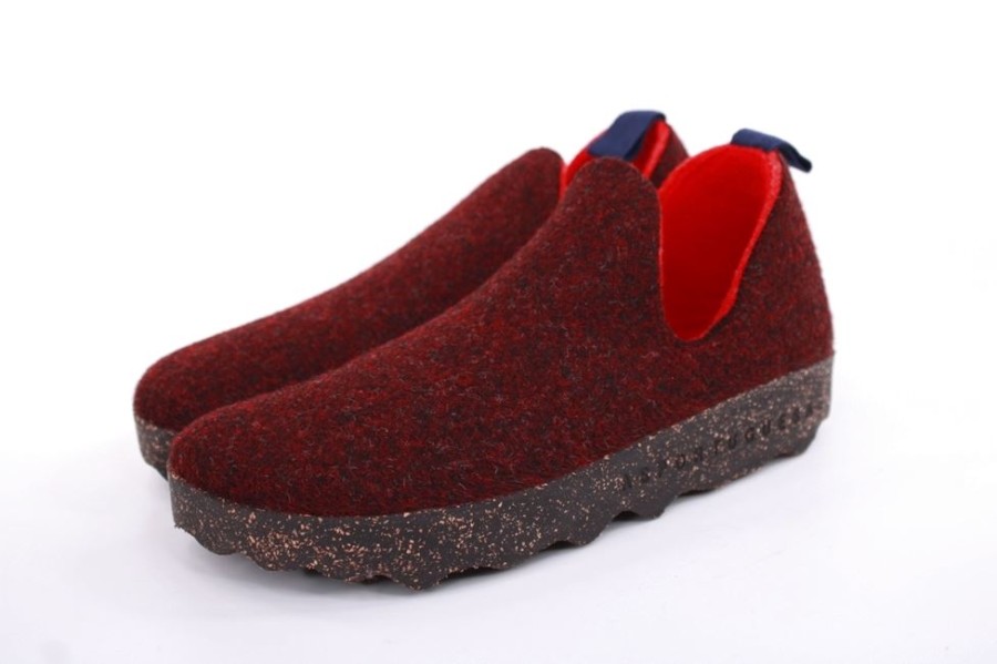 ASPORTUGUESAS Asportuguesas City Round Toe Schuh Damen Wolle Kork- Sohle Vegan Rot S22 P018003033 Merlot Slipper