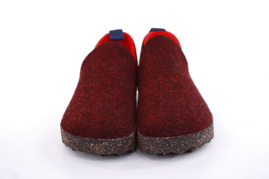 ASPORTUGUESAS Asportuguesas City Round Toe Schuh Damen Wolle Kork- Sohle Vegan Rot S22 P018003033 Merlot Slipper