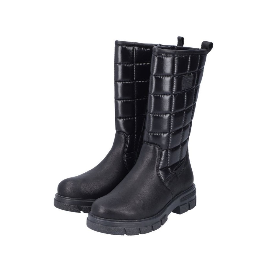 Rieker Rieker Damen Stiefel Warmfutter Gesteppter Schaft Schwarz S23 Z9172-00 Schwarz/Schwarz Stiefel