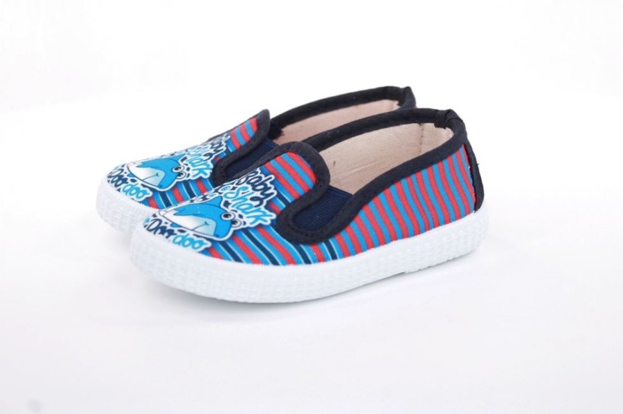 s`knöpfli S`Knopfli Kinder Hausschuh Schlupfschuh Hai- Motiv Blau S13 V28803 Hai Blau Hausschuhe