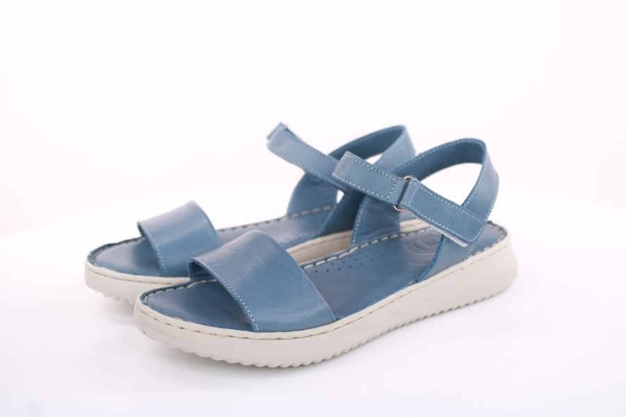 PETER Peter Erikson Damen Sandale Leder Comfort- Fusbett Blau, Schwarz S13 231521 Sandalen