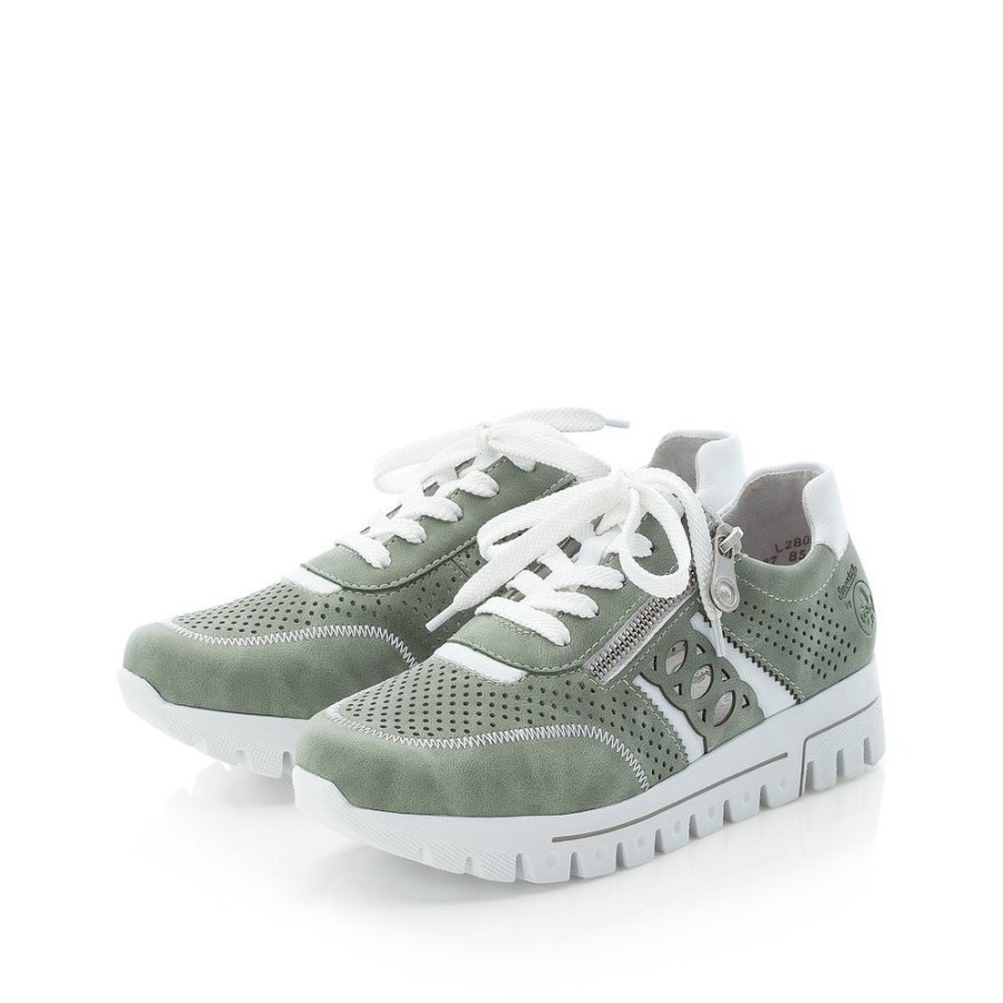 Rieker Rieker Sneaker Schnurer Grun Mint L2807-52 Mint/Weiss Sneaker