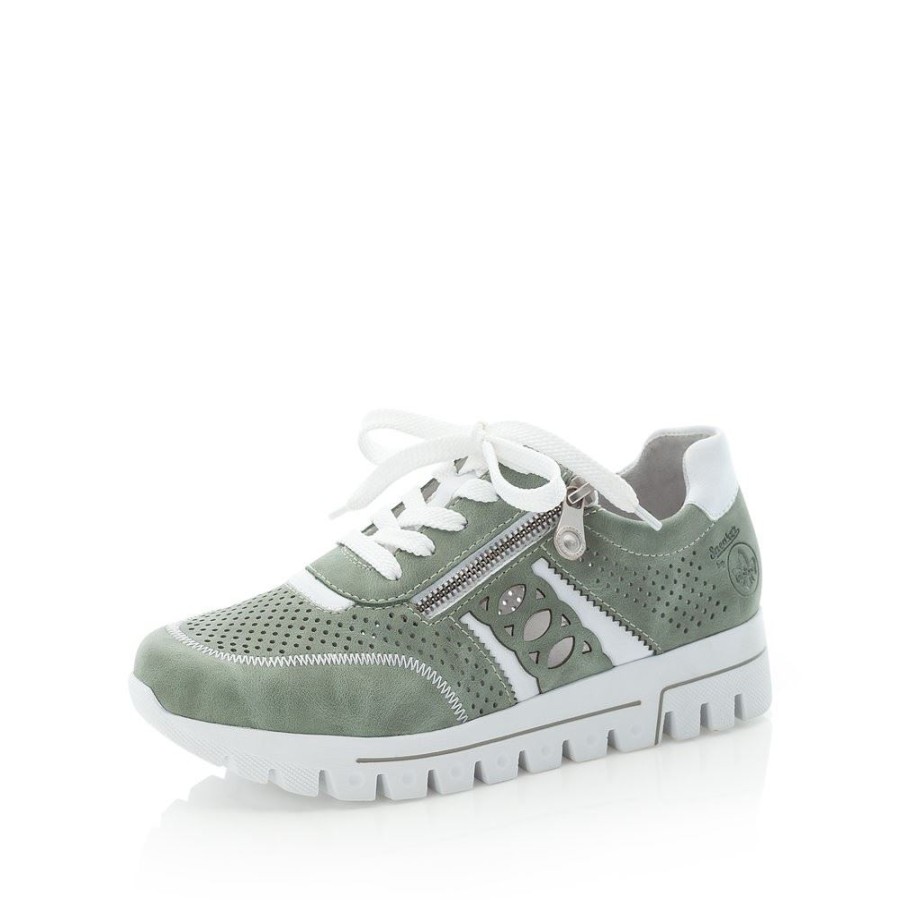 Rieker Rieker Sneaker Schnurer Grun Mint L2807-52 Mint/Weiss Sneaker