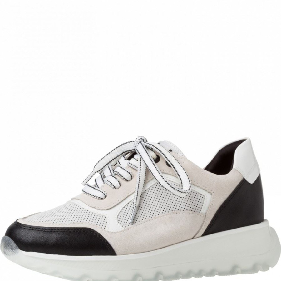 Marco Marco Tozzi Guido Maria Kretschmer Sneaker Schnurer Plateau Weis 2-2-83702-26 110 White/Black Sneaker