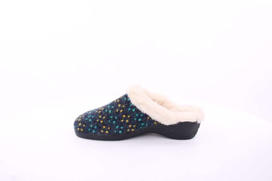 s`knöpfli S`Knopfli Damen Hausschuh Pantolette Keilabsatz Blau S23 K281798 Azul Hausschuhe