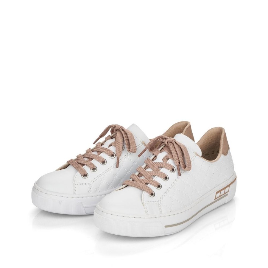 Rieker Rieker Antistress Damen Sneaker Schnurschuh Plateau- Sohle Weis S13 L88W2-80 Weiss/Nude Sneaker