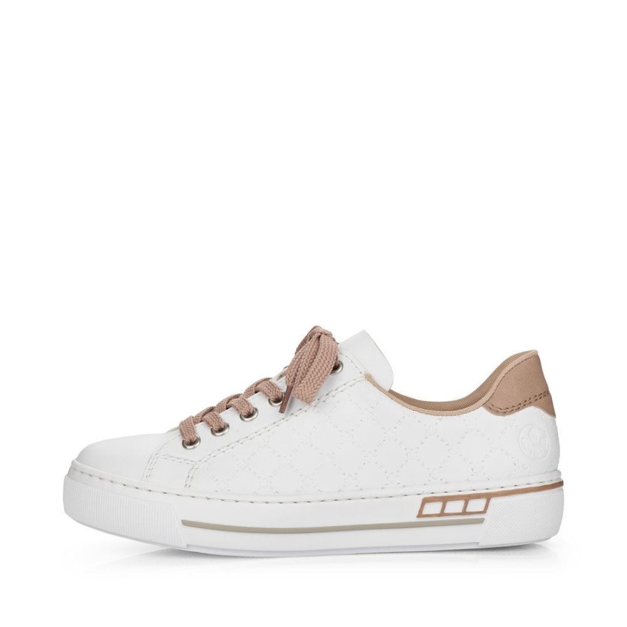 Rieker Rieker Antistress Damen Sneaker Schnurschuh Plateau- Sohle Weis S13 L88W2-80 Weiss/Nude Sneaker