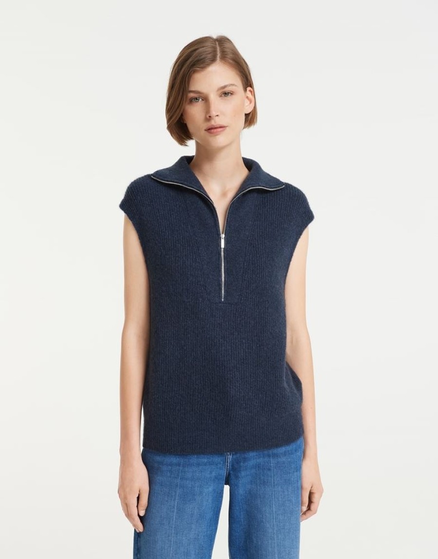 OPUS Opus Pullunder Peisini Troyerkragen Wollmix Blau S22 1008925532100 30016 Deep Teal Pullover