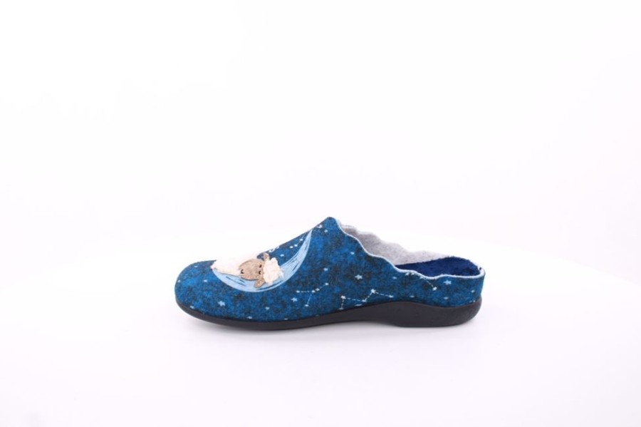 s`knöpfli S`Knopfli Damen Hausschuh Pantolette Schaf- Motiv Blau S23 Z29339P Azul Hausschuhe