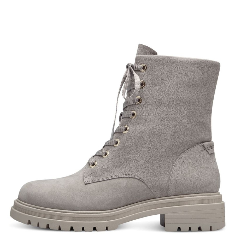 Tamaris Tamaris Stiefelette Schnurboot Leder Warmfutter Touchit- Fusbett Grau S23 1-26222-41 341 Taupe Stiefel