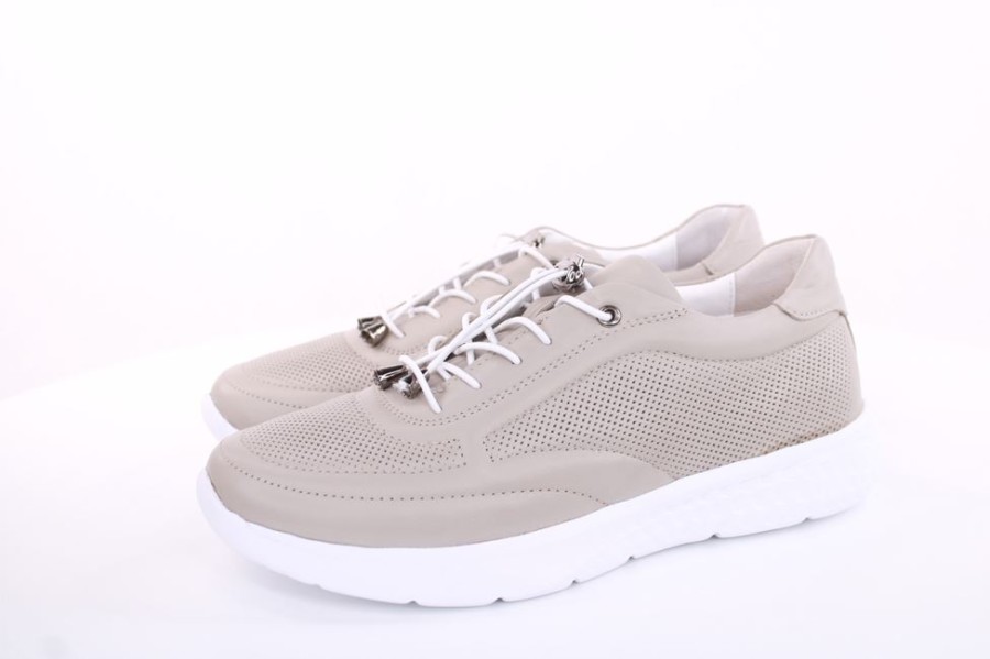 PETER Peter Erikson Damen Sneaker Leder Wechsel- Fusbett Gelb, Grau S13 231508 Schnurer