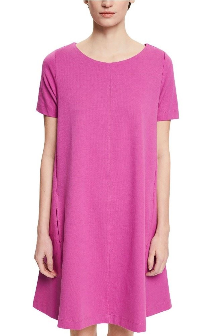 ESPRIT Esprit Ausgestelltes T-Shirt-Kleid Aus Bio-Baumwoll-Mix 032Ee1E325 E661 Pink Fuchs Kleid