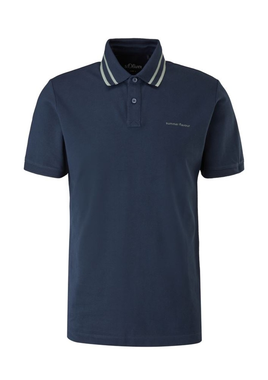 s.Oliver S.Oliver Herren Poloshirt Mit Streifendetail Blau, Grun S13 2113224 T-Shirt