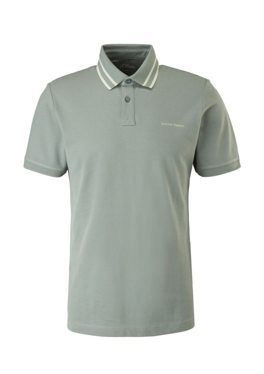 s.Oliver S.Oliver Herren Poloshirt Mit Streifendetail Blau, Grun S13 2113224 T-Shirt