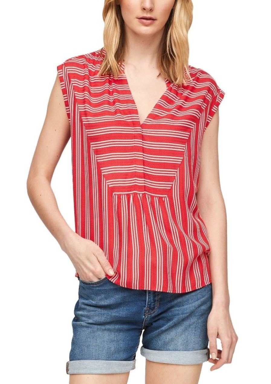 s.Oliver S.Oliver Bluse V - Ausschnitt Gemustert 1/2 Arm 2100030 31A2 True Red A Bluse