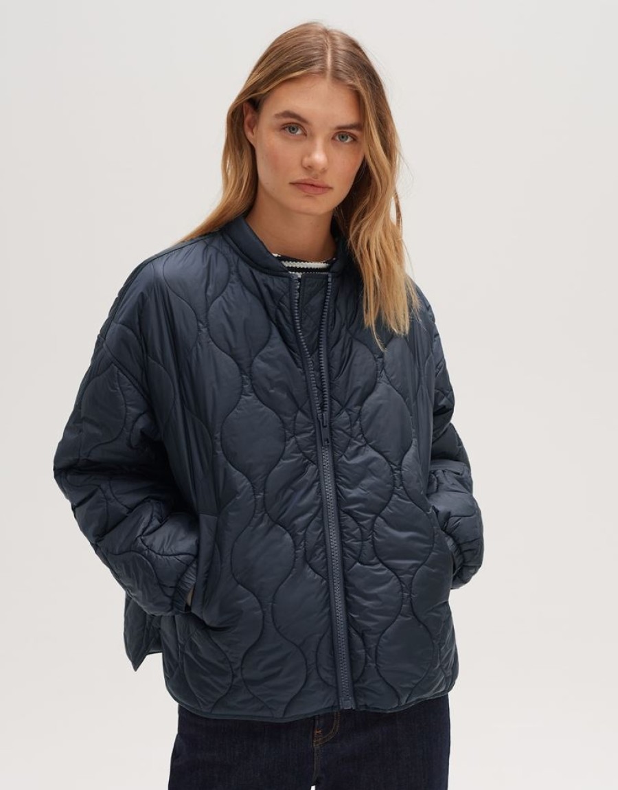 OPUS Opus Steppjacke Jamine Bright No Duck Down Stehkragen Blau S13 10010611098174 60020 Coal Blue Jacke