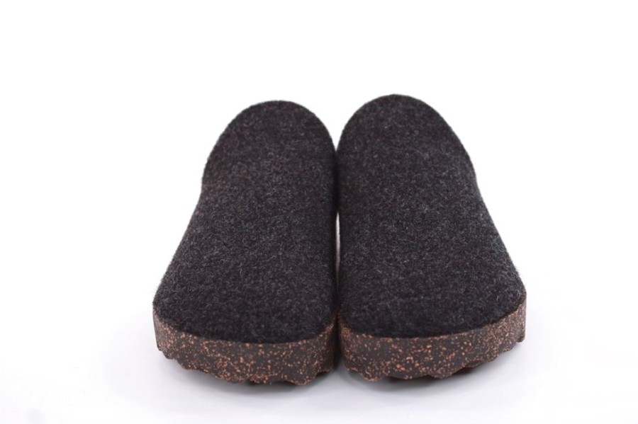 ASPORTUGUESAS Asportuguesas Damen Pantolette Wolle Kork Vegan Nachhaltig Grau S22 P018023016 Anthrazit Pantoletten