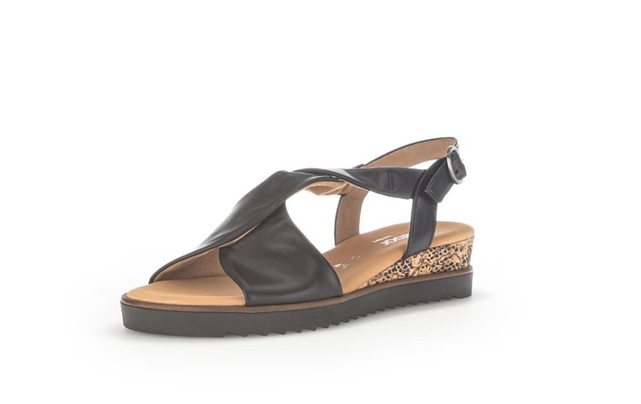 Gabor Gabor Sandalette Keilabsatz Schwarz S13 22.751.27 Schw.(Korkts/Sc Sandalen