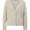 QS Qs Designed By Strickjacke Ajourmuster V- Ausschnitt Knopfleiste Beige S22 2119051 02W0 White Jacke