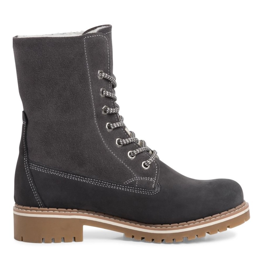 Tamaris Tamaris Schnurboots Schnurstiefelette Leder Duotex- Membran Wolle Grau S22 1-1-26443-29 214 Anthracite Stiefel