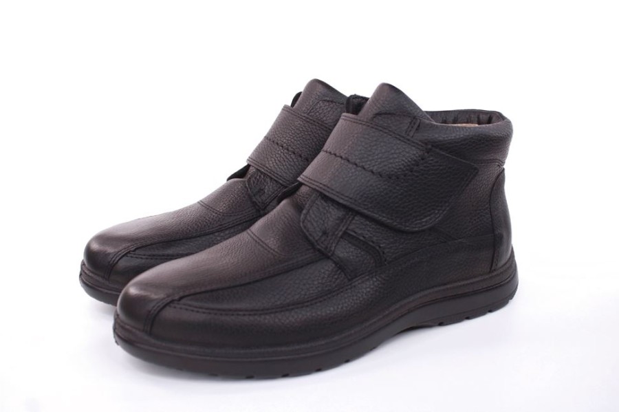 Jomos Jomos Herren Stiefelette Leder Lammfell Klettverschluss Comfortwweite H Schwarz S22 464503 000 Schwarz Stiefel