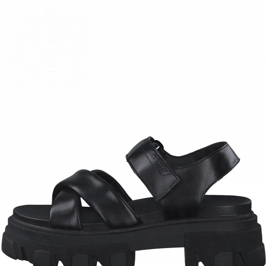 Marco Marco Tozzi Sandale Leder Derbe Sohle Schwarz S12 2-2-28786-28 001 Black Sandalen