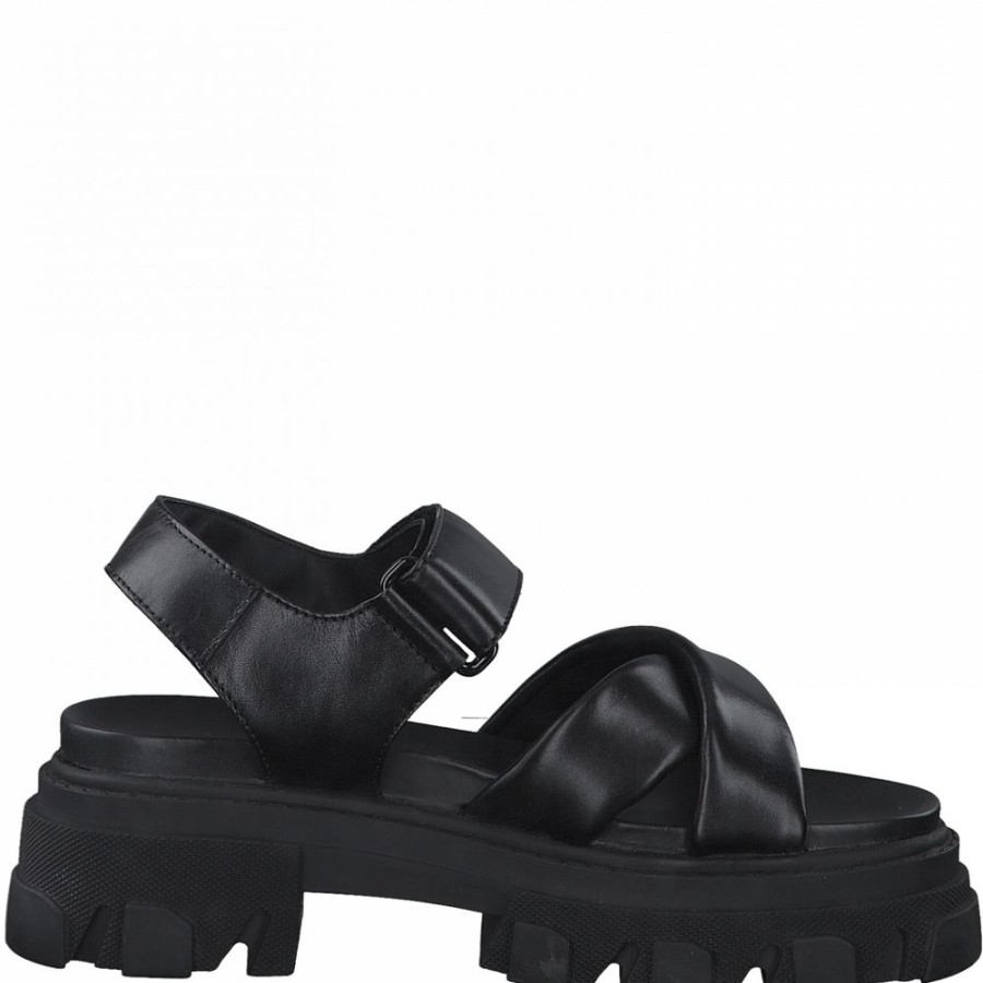 Marco Marco Tozzi Sandale Leder Derbe Sohle Schwarz S12 2-2-28786-28 001 Black Sandalen