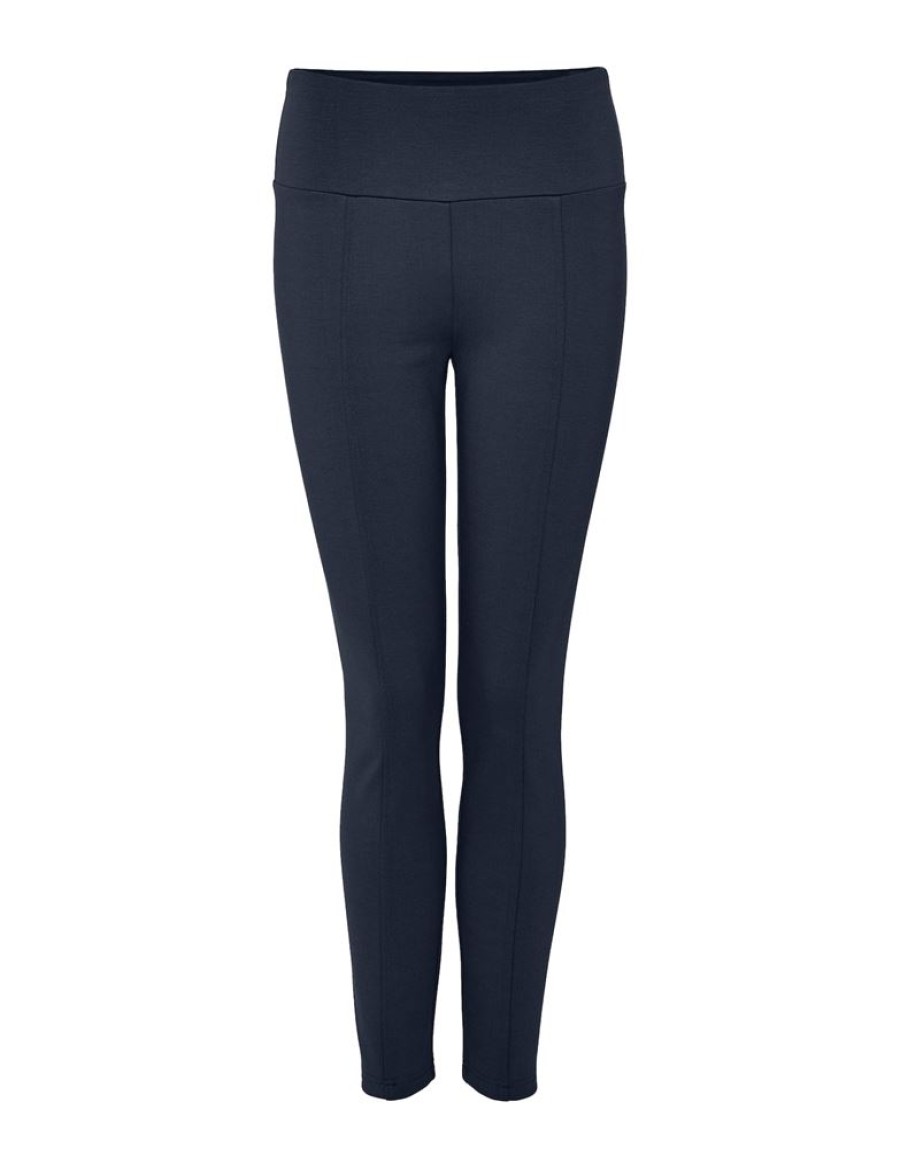 OPUS Opus Leggings Enopi Breiter Bund Abgesteppte Ziernaht Blau S22 1007375977100 60007 Blue Shad Hose