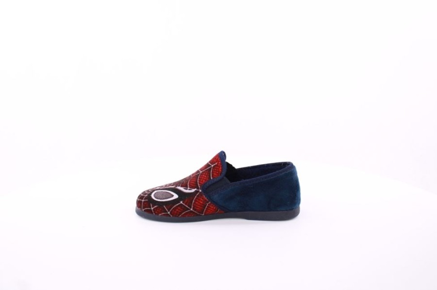 s`knöpfli S`Knopfli Kinder Hausschuh Schlupfhausschuh Spiderman- Motiv Blau S23 Can.Arana Marino Hausschuhe