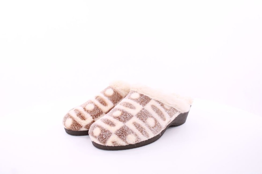 s´knöpfli S´Knopfli Damen Hausschuh Pantolette Keilabsatz Beige S23 K281797 Marron Hausschuhe