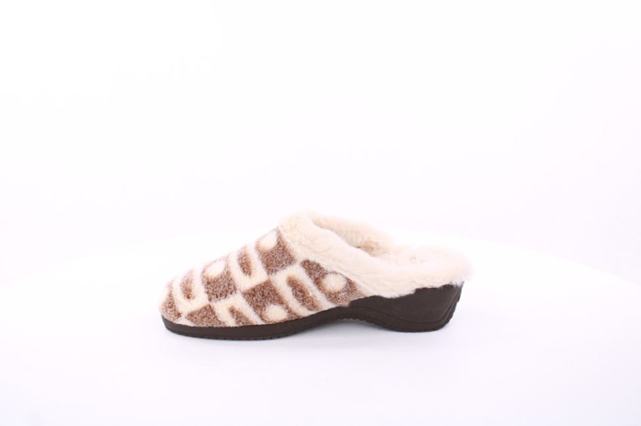 s´knöpfli S´Knopfli Damen Hausschuh Pantolette Keilabsatz Beige S23 K281797 Marron Hausschuhe