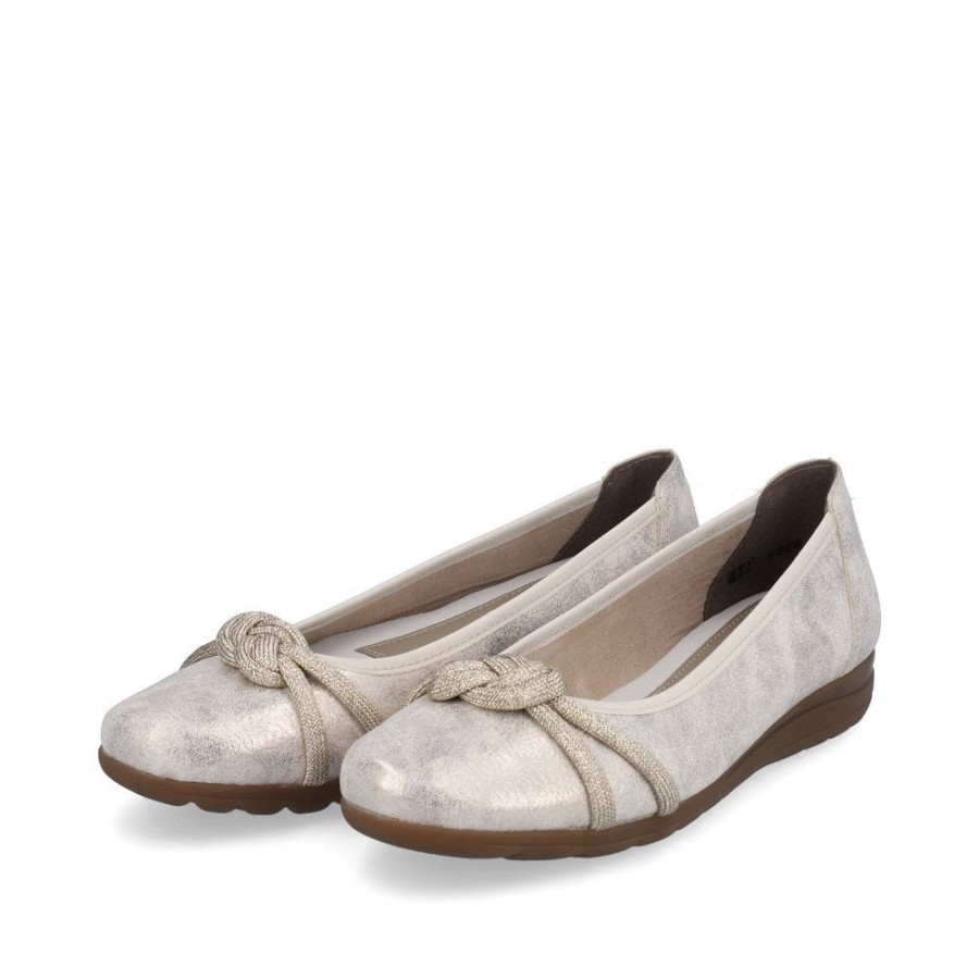 Rieker Rieker Antistress Damen Ballerina Knoten- Detail Gold S13 L9368-60 Beige-Gold Pumps