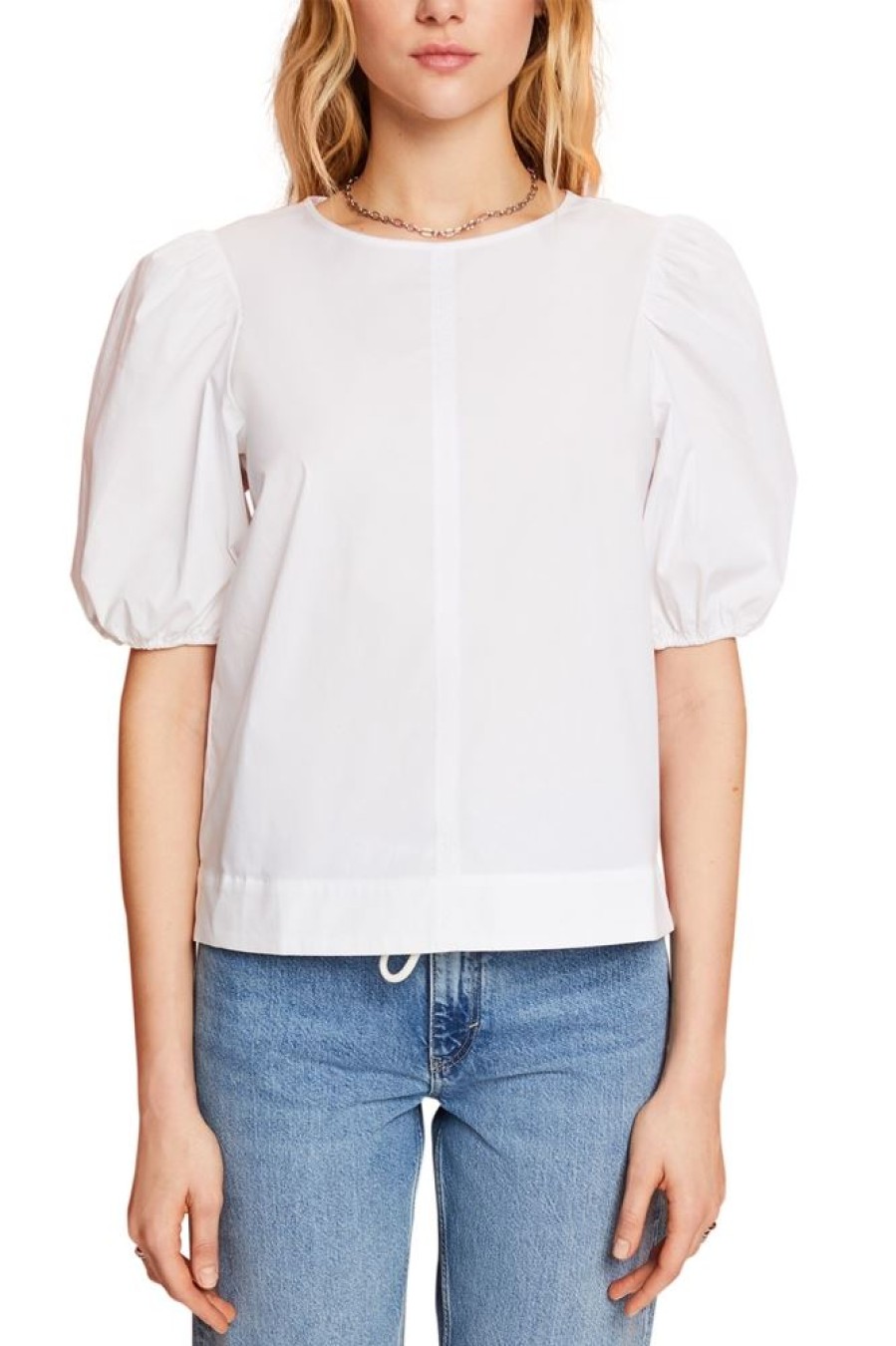 Esprit Esprit Bluse Mit Puffarmeln Weis S23 053Ee1F309 E100 White Bluse