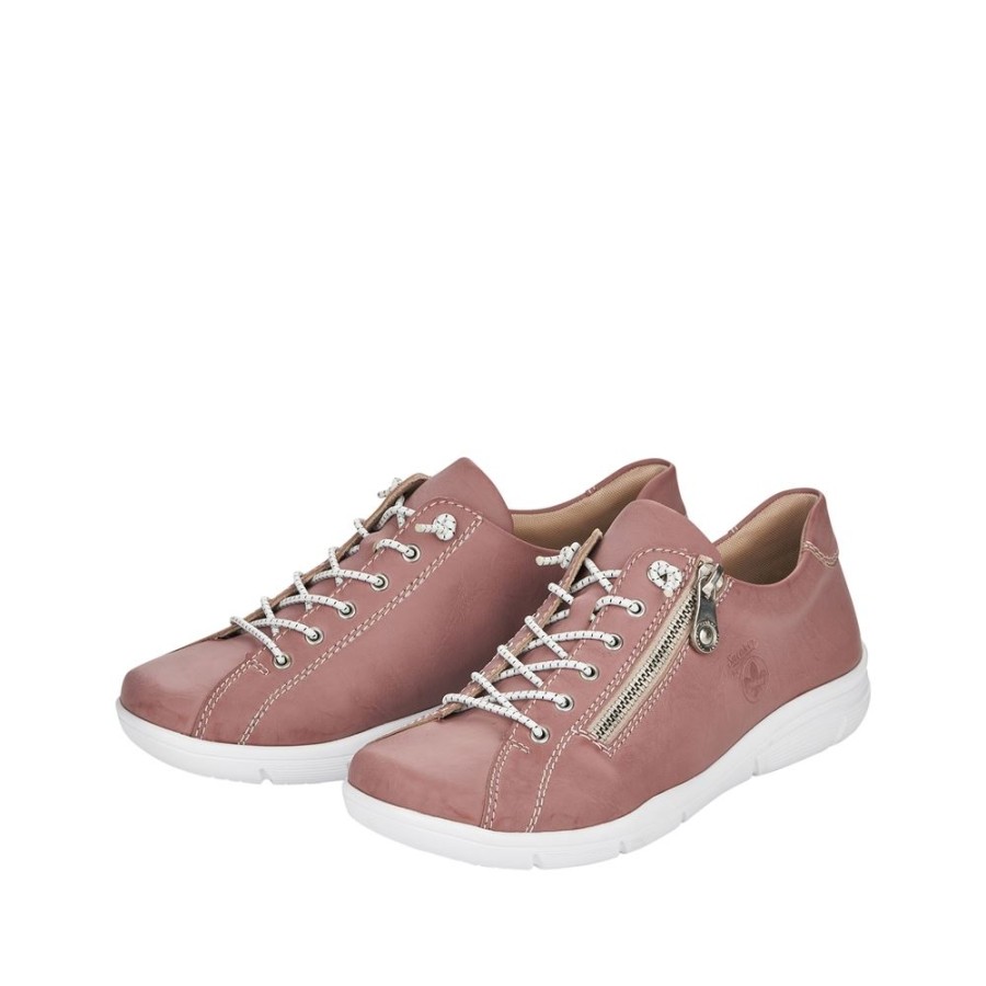 Rieker Rieker Antistress Sneaker Reisverschluss Elastikbander Rosa S12 L7460-31 Darkrose Slipper