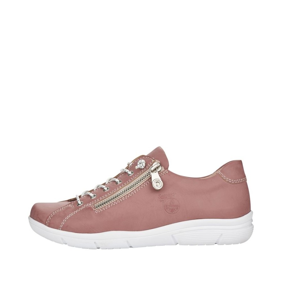 Rieker Rieker Antistress Sneaker Reisverschluss Elastikbander Rosa S12 L7460-31 Darkrose Slipper