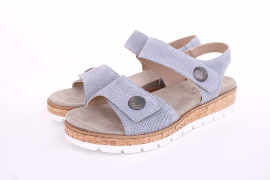 Aco Aco Sandalette Mia 24 Leder Klettverschluss Wechselfusbett Blau S13 545/8194 1192 Sky Sansev Sandalen