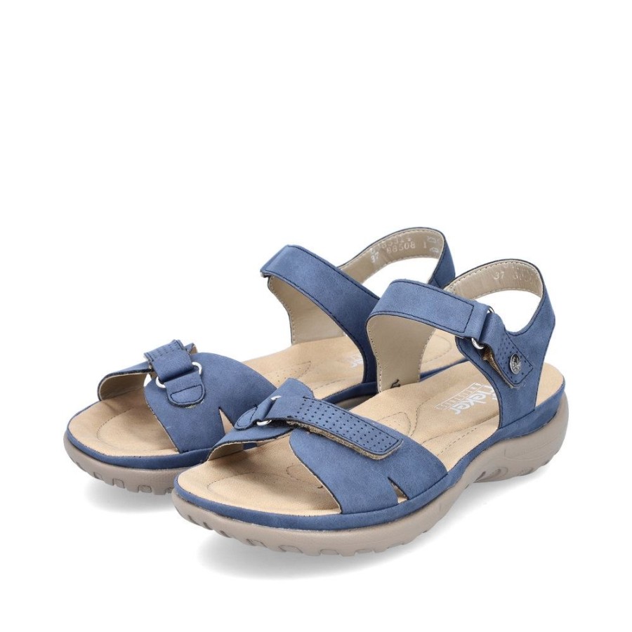 Rieker Rieker Antistress Damen Riemchensandale Klettverschluss Blau S13 64853-14 Jeans Sandalen