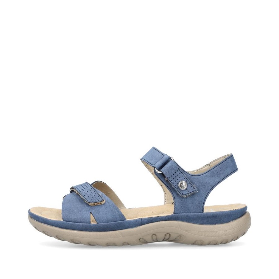 Rieker Rieker Antistress Damen Riemchensandale Klettverschluss Blau S13 64853-14 Jeans Sandalen