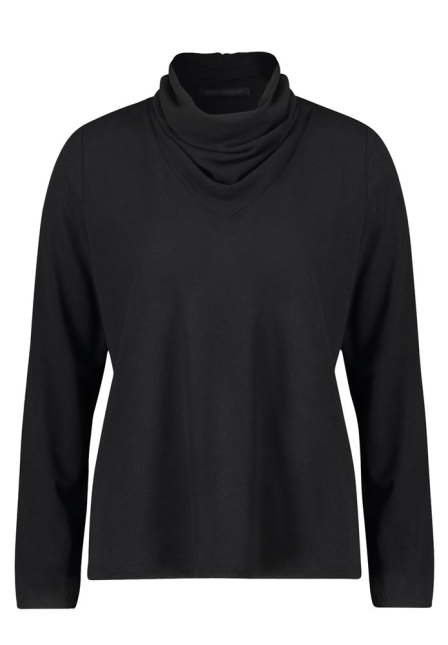 Betty Betty Barclay Blusenshirt Wasserfallausschnitt Schwarz S23 29122174 9045 Black T-Shirt