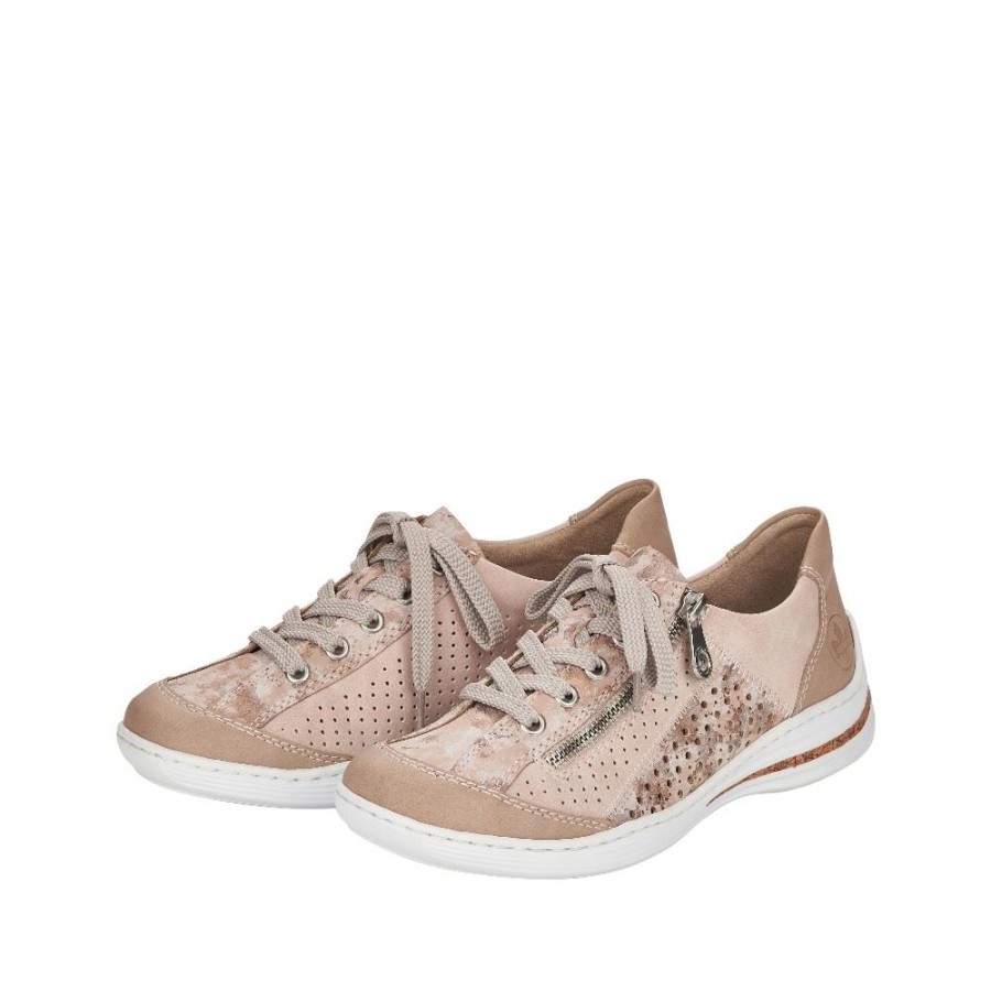 Rieker Rieker Antistress Damen Schnurschuh Sneaker Lochmuster Rosa S12 M35G6-31 Nude/Rosa/Rose Sneaker